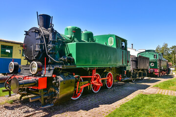 Fototapeta na wymiar steam locomotive, beautiful old train, Koscierzyna in Poland