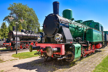Fototapeta na wymiar steam locomotive, beautiful old train, Koscierzyna in Poland