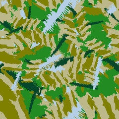 Forest camouflage of various shades of green, beige and blue colors