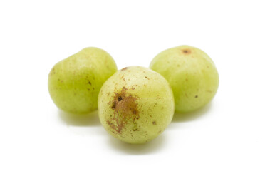 gooseberry fruits or Amalaki slice isolated on white background, front view