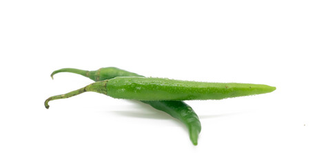 green chili over on white background