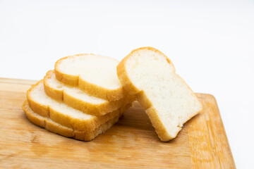 Fototapeta na wymiar bread slices isolated on white background, breakfast food
