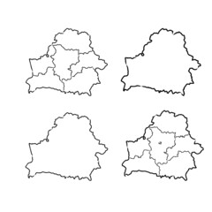Belarus map of black contour curves of vector illustration