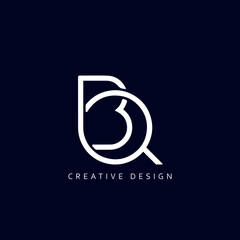 BQ Logo Design, Creative Professional Trendy Letter BQ Monogram in Black and White Color