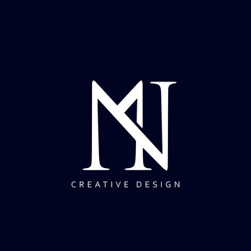 MN Logo Design, Creative Professional Trendy Letter MN Monogram in Black and White Color