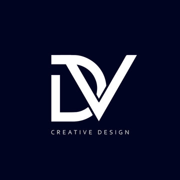 DV Logo Design, Creative Professional Trendy Letter DV Monogram in Black and White Color