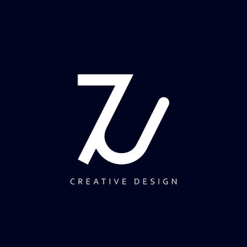 7U Logo Design, Creative Professional Trendy Letter 7U Monogram in Black and White Color