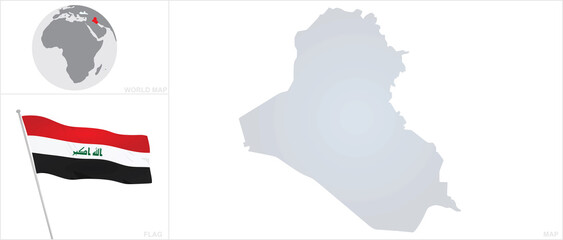 Iraq  map and flag. vector