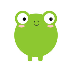 Circle frog forest animal face toad icon isolated on white background. Cute toad cartoon round shape kawaii kids avatar character. Vector flat clip art illustration mobile ui game application.