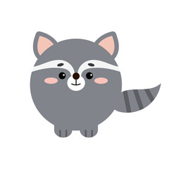 Circle raccoon forest animal face with paws icon isolated on white background. Cute cartoon round shape kawaii happy racoon kids avatar. Vector flat clip art illustration mobile ui game application.