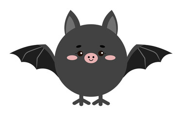 Circle bat forest animal face with paws icon isolated on white background. Cute bat cartoon round shape kawaii kids avatar character. Vector flat clip art illustration mobile ui game application.