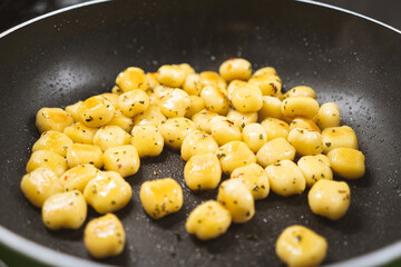 Delicious gnocchi made from potatoes in the Italian style are prepared