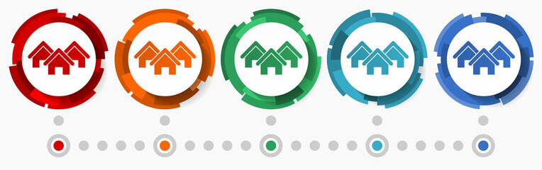 Home, house, real estate concept vector icon set, flat design pointers, infographic template