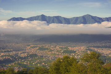 Top View of sivapuri kathmandu. Beautiful Himalayan landscape kathmandu Nepal - obrazy, fototapety, plakaty