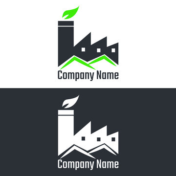 Factory Vector Illustration With Exhaust Outlet. Green Emissions And Carbon Reduction Icon. Industry Symbol