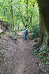 woman walking in the forest near tecklenburg,germany