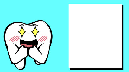 molar tooth character cartoon background illustration. vector format, kawaii expression