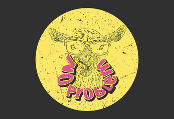 No problem, print with giraffe images and text, grunge effect, t-shirt design