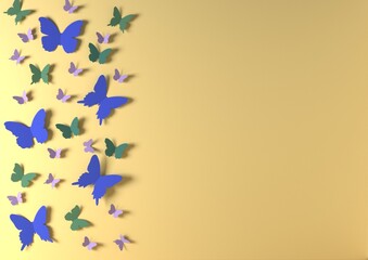 butterflies background 3d different sizes beautiful