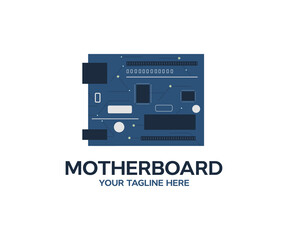 Technology abstract motherboard logo design. Electronic collection - Computer motherboard vector design and illustration.