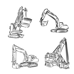 Excavators on a construction site or in a quarry