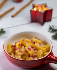 traditional Austrian potato salad with vinegar and onions