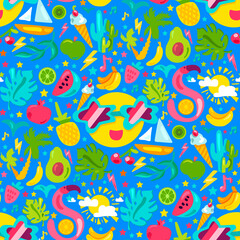 Tropical summer vacation seamless pattern vector