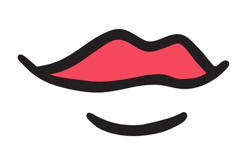 Red lips hand drawn with ink paint brush