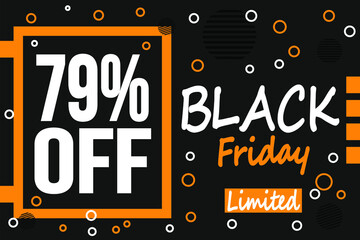 79% off black friday sale banner template graphic image. Vector illustration.