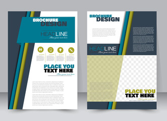 Abstract flyer design background. Brochure template. Annual report cover. Can be used for magazine, business mockup set, education, presentation. Vector illustration a4 size.  Blue and green color.