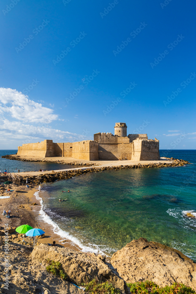 Sticker castle in isola di capo rizzuto, province of crotone, calabria, italy