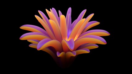 opening blooming flower on a black background 3d-rendering