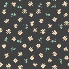 Summer seamless pattern with abstract small flowers randomly. Vector background