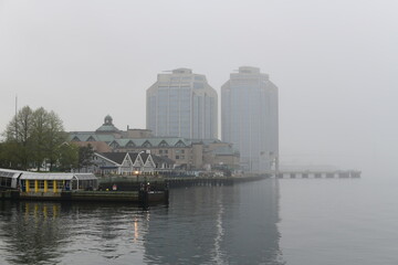 Fototapeta premium foggy view of downtown city