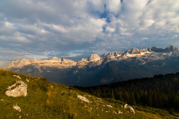 Dolomites on Italian and Slovenian border around  mountain Monte Ursic with 2541 m in Julian Alps