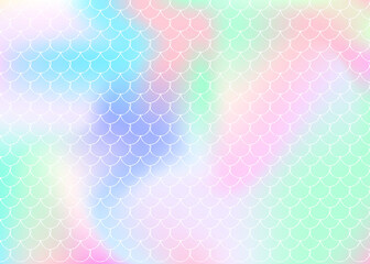 Gradient scale background with holographic mermaid.