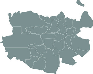 Obraz premium Gray flat blank vector administrative map of KASSEL, GERMANY with black border lines of its districts