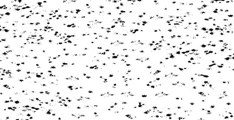 Small uneven spots and particles of debris. Abstract vector texture. Distressed uneven background. Grunge texture overlay with fine grains isolated on white background. Vector illustration. EPS10.