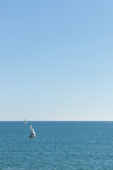 Fototapeta premium Two boats in the Mediterranean Sea, Sitges