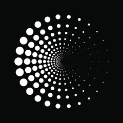 Dot circle logo halftone background. Vector illustration.