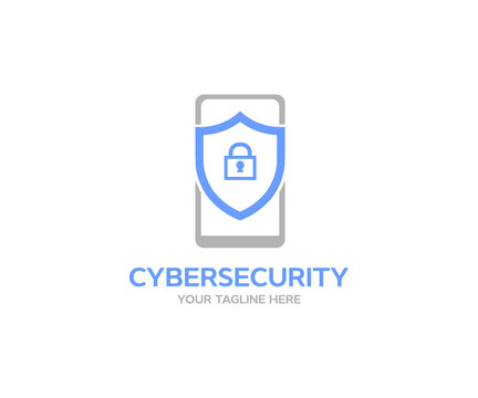 Cybersecurity concept, internet security logo design. Future technology web services for business and internet vector design and illustration.
