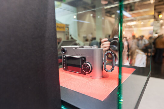 Cologne, Germany - september 25 2010: Leica M9 digital rangefinder camera on display.
