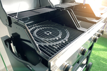 Modern gas grill for grilling, Grilling in nature