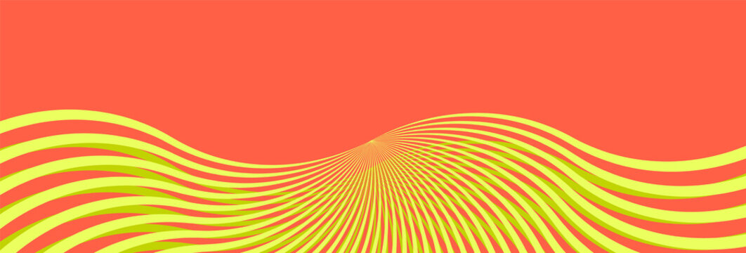 Abstract modern pastel orange coral background with bright yellow rays. Luxury long backdrop. Geometric art digital screen. Poster, banner. Futuristic wallpaper. Presentation card. Cover design. Ads.