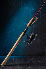 Fishing spinning and reel. Beautiful fishing screensaver. Fishing rod and bait.
