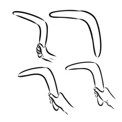Boomerang in flight. Vector drawing boomerang vector - obrazy, fototapety, plakaty