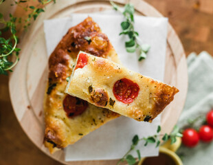 italy bread focaccia with Cherry tomatoes homemade