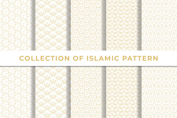 Islamic Collection of geometric seamless patterns simple minimal design