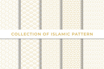 Islamic Collection of geometric seamless patterns simple minimal design