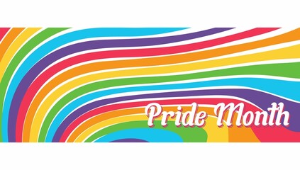 Pride Moon Vector Illustration. Pride Banner with LGBT Flag Wave. Pride Rainbow Flag Wave Design Elements